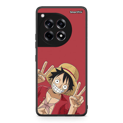 OnePlus 12 Pirate Luffy Θήκη από τη Smartfits με σχέδιο στο πίσω μέρος και μαύρο περίβλημα | Smartphone case with colorful back and black bezels by Smartfits