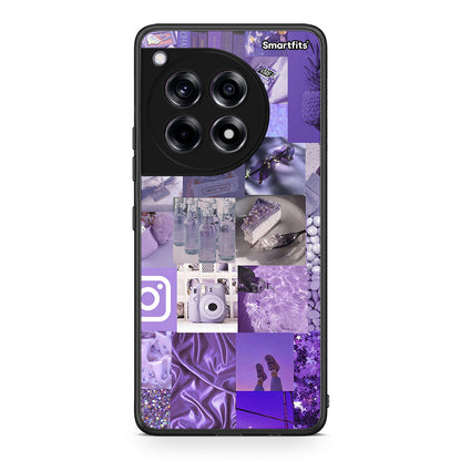 OnePlus 12 Purple Aesthetic Collage θήκη από τη Smartfits με σχέδιο στο πίσω μέρος και μαύρο περίβλημα | Smartphone case with colorful back and black bezels by Smartfits