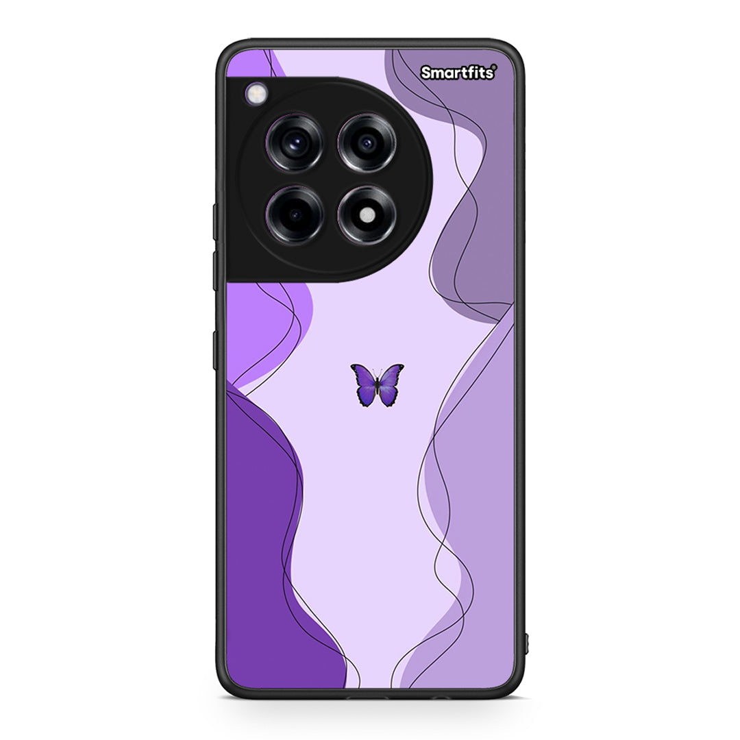 OnePlus 12 Purple Mariposa Θήκη Αγίου Βαλεντίνου από τη Smartfits με σχέδιο στο πίσω μέρος και μαύρο περίβλημα | Smartphone case with colorful back and black bezels by Smartfits