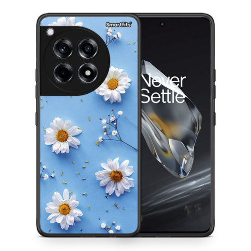 Θήκη OnePlus 12 Real Daisies από τη Smartfits με σχέδιο στο πίσω μέρος και μαύρο περίβλημα | OnePlus 12 Real Daisies case with colorful back and black bezels