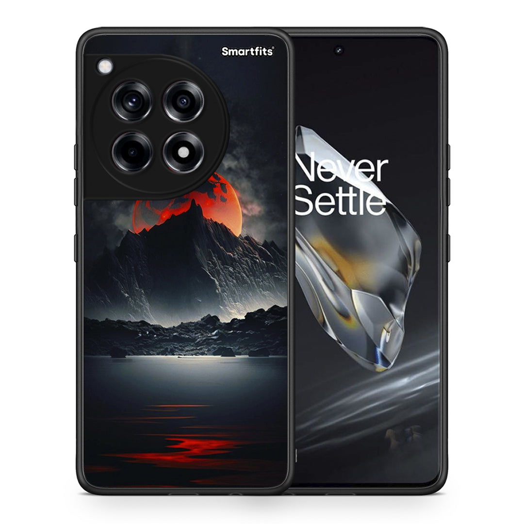 Θήκη OnePlus 12 Red Full Moon από τη Smartfits με σχέδιο στο πίσω μέρος και μαύρο περίβλημα | OnePlus 12 Red Full Moon case with colorful back and black bezels