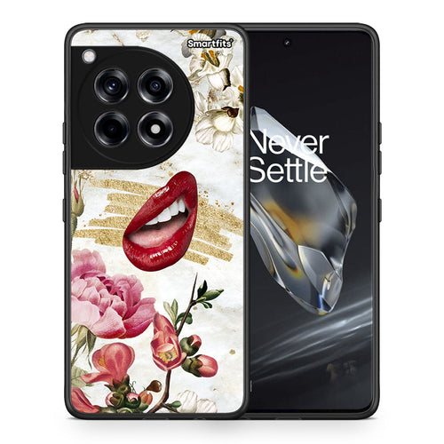 Θήκη OnePlus 12 Red Lips από τη Smartfits με σχέδιο στο πίσω μέρος και μαύρο περίβλημα | OnePlus 12 Red Lips case with colorful back and black bezels
