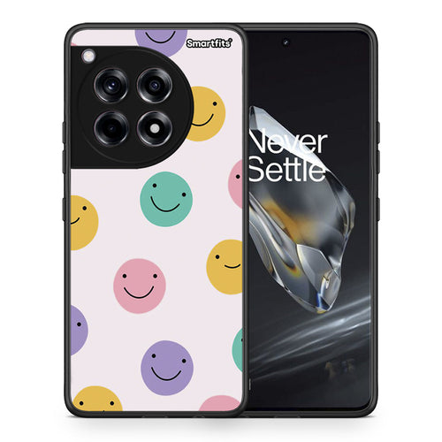 Θήκη OnePlus 12 Smiley Faces από τη Smartfits με σχέδιο στο πίσω μέρος και μαύρο περίβλημα | OnePlus 12 Smiley Faces case with colorful back and black bezels