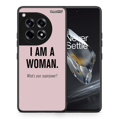 Θήκη OnePlus 12 Superpower Woman από τη Smartfits με σχέδιο στο πίσω μέρος και μαύρο περίβλημα | OnePlus 12 Superpower Woman case with colorful back and black bezels