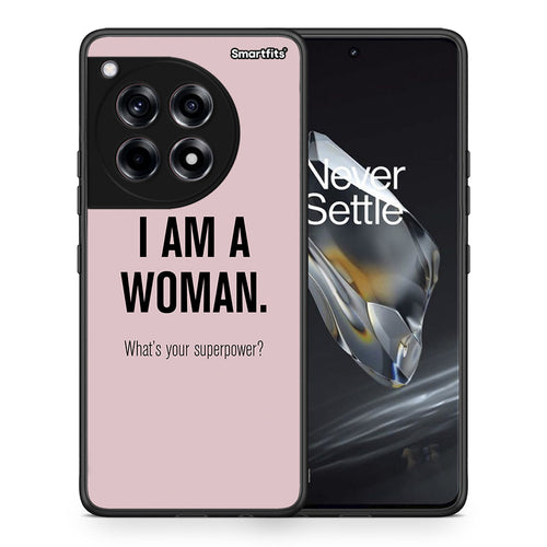 Θήκη OnePlus 12 Superpower Woman από τη Smartfits με σχέδιο στο πίσω μέρος και μαύρο περίβλημα | OnePlus 12 Superpower Woman case with colorful back and black bezels