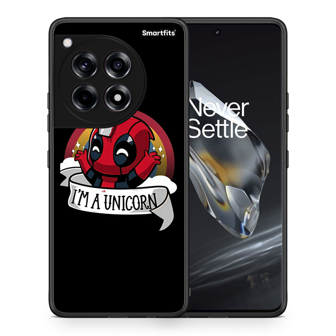 Θήκη OnePlus 12 Unicorn Deadpool από τη Smartfits με σχέδιο στο πίσω μέρος και μαύρο περίβλημα | OnePlus 12 Unicorn Deadpool case with colorful back and black bezels