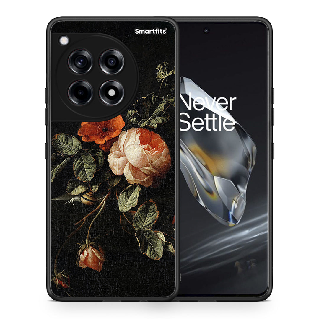Θήκη OnePlus 12 Vintage Roses από τη Smartfits με σχέδιο στο πίσω μέρος και μαύρο περίβλημα | OnePlus 12 Vintage Roses case with colorful back and black bezels