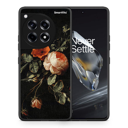 Θήκη OnePlus 12 Vintage Roses από τη Smartfits με σχέδιο στο πίσω μέρος και μαύρο περίβλημα | OnePlus 12 Vintage Roses case with colorful back and black bezels