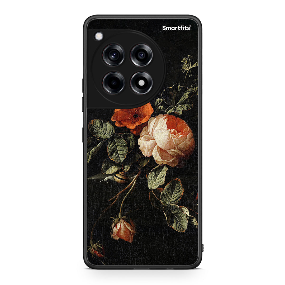 OnePlus 12 Vintage Roses θήκη από τη Smartfits με σχέδιο στο πίσω μέρος και μαύρο περίβλημα | Smartphone case with colorful back and black bezels by Smartfits
