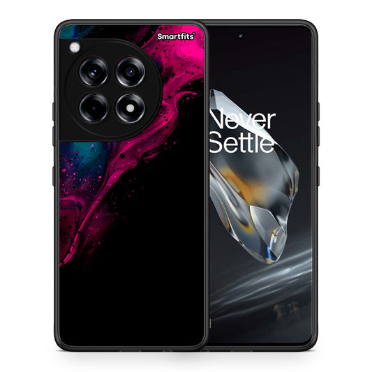 Θήκη OnePlus 12 Pink Black Watercolor από τη Smartfits με σχέδιο στο πίσω μέρος και μαύρο περίβλημα | OnePlus 12 Pink Black Watercolor case with colorful back and black bezels