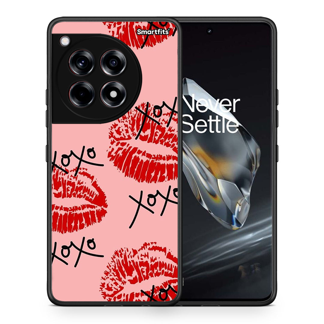 Θήκη OnePlus 12 XOXO Lips από τη Smartfits με σχέδιο στο πίσω μέρος και μαύρο περίβλημα | OnePlus 12 XOXO Lips case with colorful back and black bezels