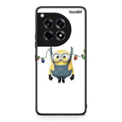 OnePlus 12 Xmas Minion Lights θήκη από τη Smartfits με σχέδιο στο πίσω μέρος και μαύρο περίβλημα | Smartphone case with colorful back and black bezels by Smartfits