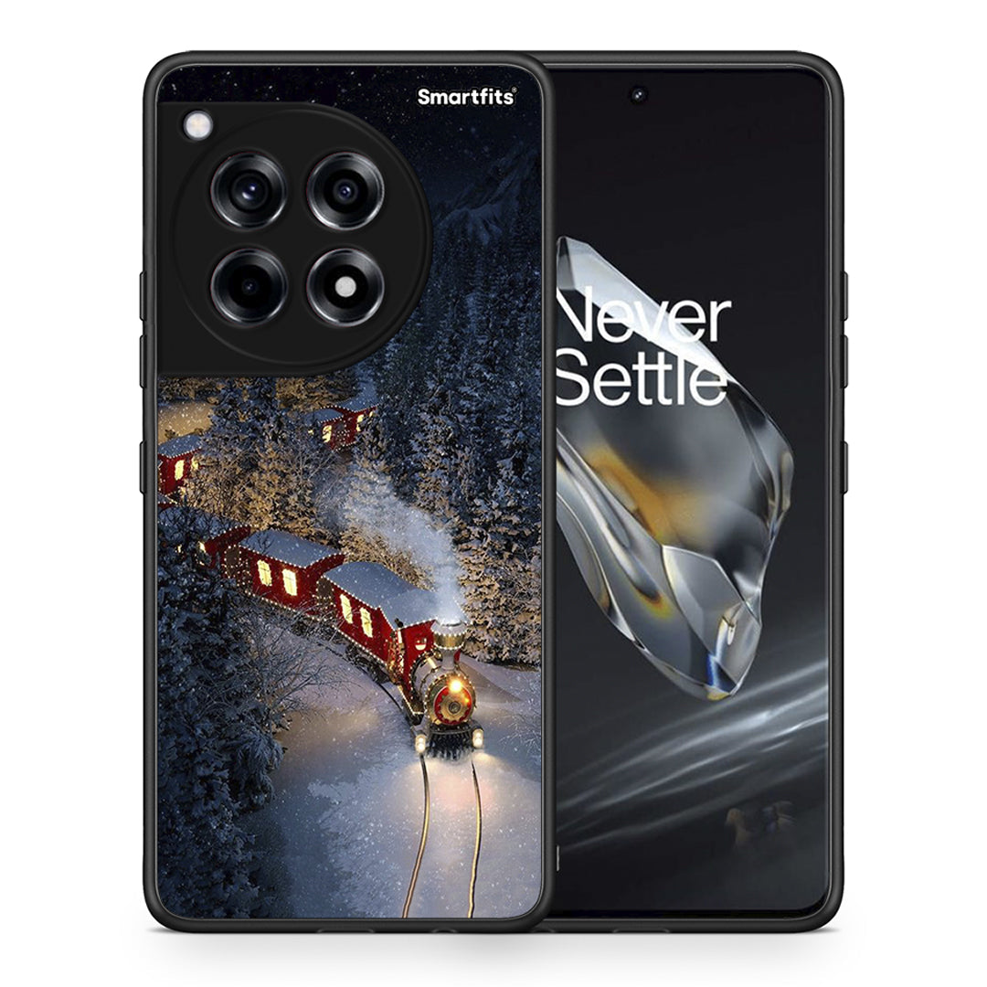 Θήκη OnePlus 12 Xmas Train από τη Smartfits με σχέδιο στο πίσω μέρος και μαύρο περίβλημα | OnePlus 12 Xmas Train case with colorful back and black bezels