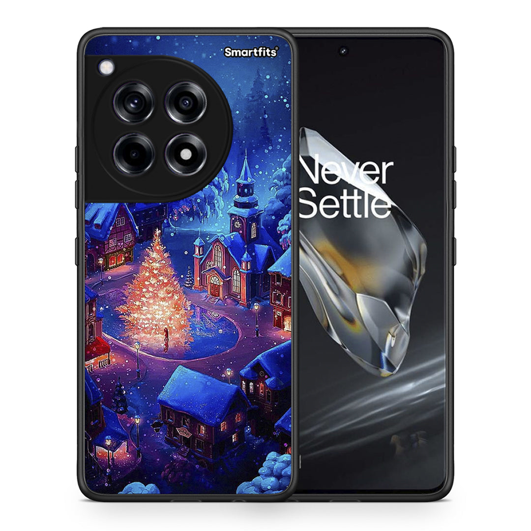 Θήκη OnePlus 12 Xmas Village από τη Smartfits με σχέδιο στο πίσω μέρος και μαύρο περίβλημα | OnePlus 12 Xmas Village case with colorful back and black bezels