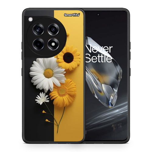 Θήκη OnePlus 12 Yellow Daisies από τη Smartfits με σχέδιο στο πίσω μέρος και μαύρο περίβλημα | OnePlus 12 Yellow Daisies case with colorful back and black bezels