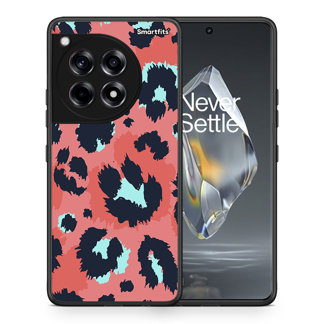 Θήκη OnePlus 12R 5G Pink Leopard Animal από τη Smartfits με σχέδιο στο πίσω μέρος και μαύρο περίβλημα | OnePlus 12R 5G Pink Leopard Animal case with colorful back and black bezels