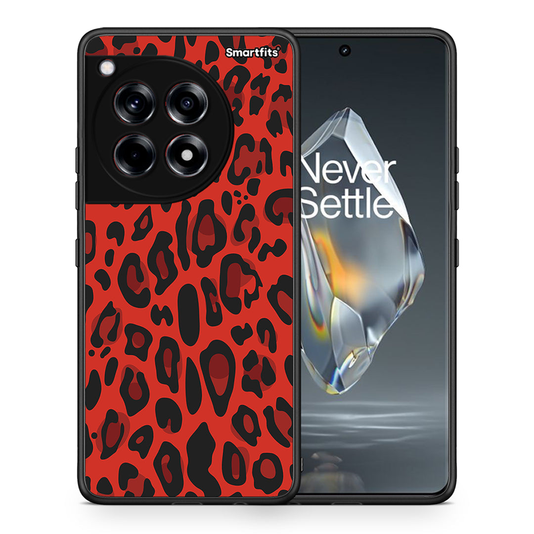 Θήκη OnePlus 12R 5G Red Leopard Animal από τη Smartfits με σχέδιο στο πίσω μέρος και μαύρο περίβλημα | OnePlus 12R 5G Red Leopard Animal case with colorful back and black bezels
