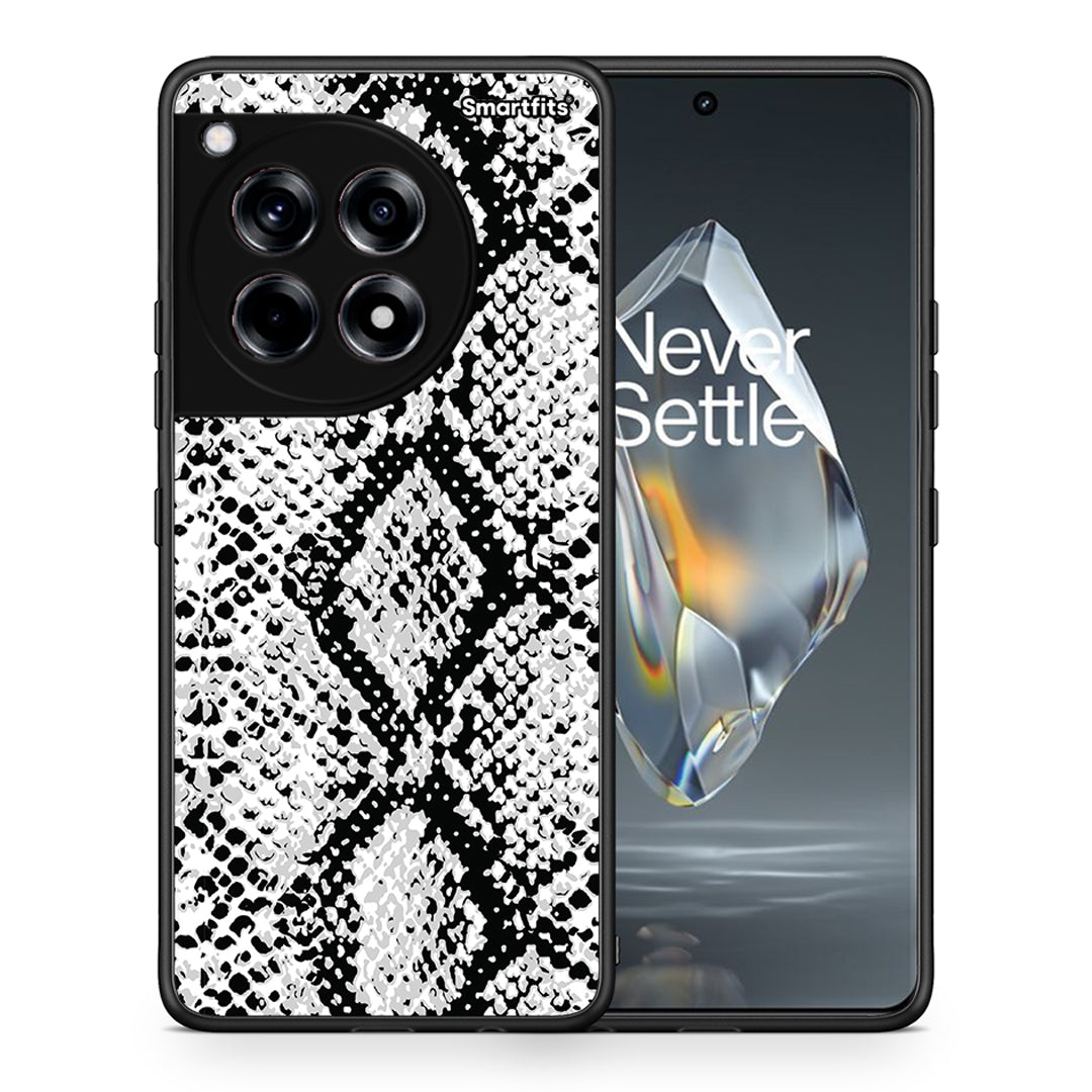 Θήκη OnePlus 12R 5G White Snake Animal από τη Smartfits με σχέδιο στο πίσω μέρος και μαύρο περίβλημα | OnePlus 12R 5G White Snake Animal case with colorful back and black bezels