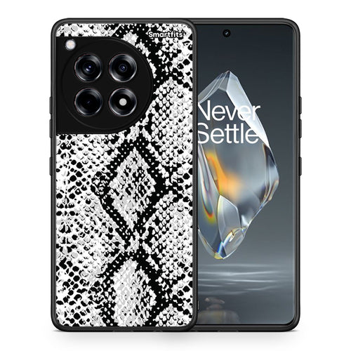 Θήκη OnePlus 12R 5G White Snake Animal από τη Smartfits με σχέδιο στο πίσω μέρος και μαύρο περίβλημα | OnePlus 12R 5G White Snake Animal case with colorful back and black bezels