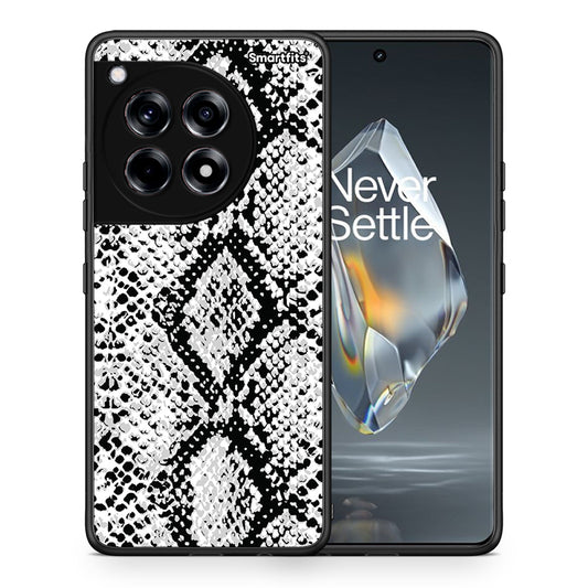 Θήκη OnePlus 12R 5G White Snake Animal από τη Smartfits με σχέδιο στο πίσω μέρος και μαύρο περίβλημα | OnePlus 12R 5G White Snake Animal case with colorful back and black bezels
