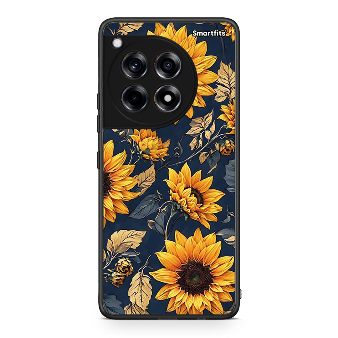 OnePlus 12R 5G Autumn Sunflowers Θήκη από τη Smartfits με σχέδιο στο πίσω μέρος και μαύρο περίβλημα | Smartphone case with colorful back and black bezels by Smartfits