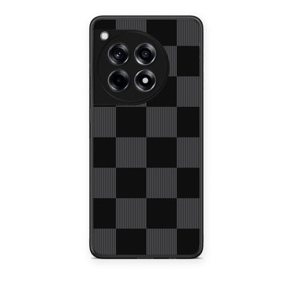 Θήκη OnePlus 12R 5G Black and Charcoal Striped Checks από τη Smartfits με σχέδιο στο πίσω μέρος και μαύρο περίβλημα | OnePlus 12R 5G Black and Charcoal Striped Checks case with colorful back and black bezels