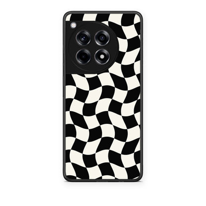 Θήκη OnePlus 12R 5G Black and Cream Wavy Checkerboard από τη Smartfits με σχέδιο στο πίσω μέρος και μαύρο περίβλημα | OnePlus 12R 5G Black and Cream Wavy Checkerboard case with colorful back and black bezels