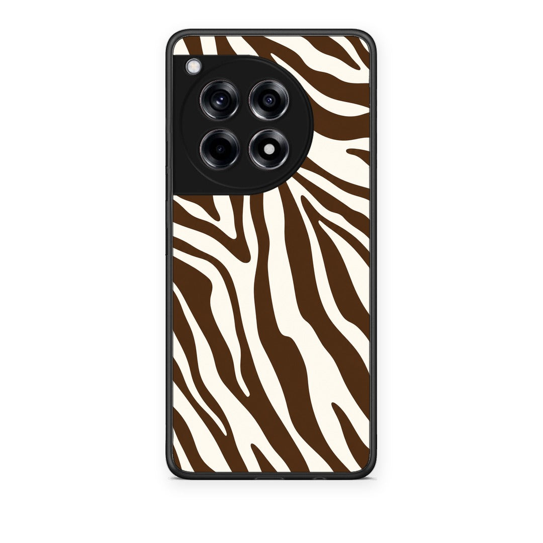Θήκη OnePlus 12R 5G Brown and Cream Zebra Stripes από τη Smartfits με σχέδιο στο πίσω μέρος και μαύρο περίβλημα | OnePlus 12R 5G Brown and Cream Zebra Stripes case with colorful back and black bezels