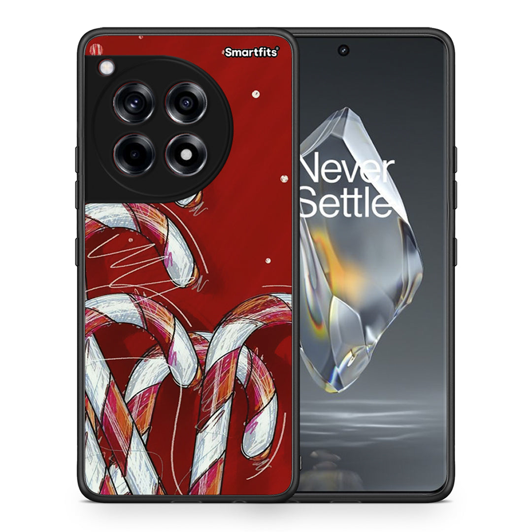 Θήκη OnePlus 12R 5G Candy Cane από τη Smartfits με σχέδιο στο πίσω μέρος και μαύρο περίβλημα | OnePlus 12R 5G Candy Cane case with colorful back and black bezels