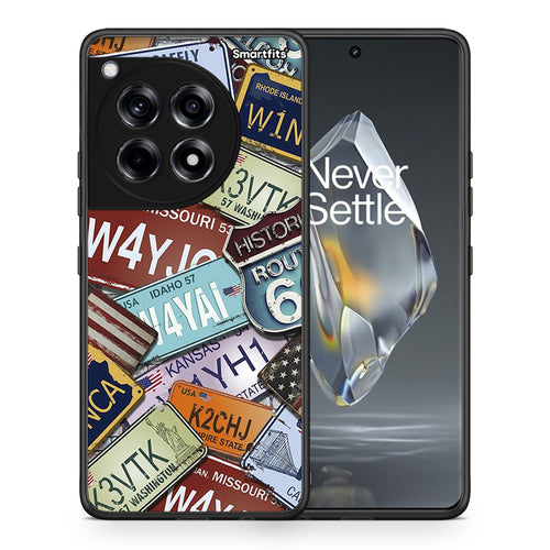 Θήκη OnePlus 12R 5G Car Plates από τη Smartfits με σχέδιο στο πίσω μέρος και μαύρο περίβλημα | OnePlus 12R 5G Car Plates case with colorful back and black bezels