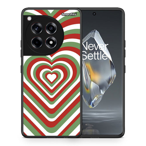 Θήκη OnePlus 12R 5G Christmas Hearts από τη Smartfits με σχέδιο στο πίσω μέρος και μαύρο περίβλημα | OnePlus 12R 5G Christmas Hearts case with colorful back and black bezels