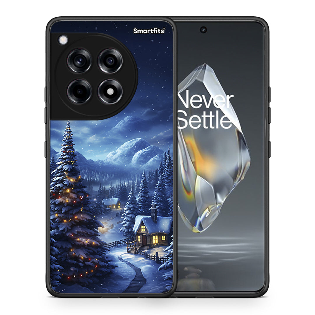 Θήκη OnePlus 12R 5G Christmas Scenery από τη Smartfits με σχέδιο στο πίσω μέρος και μαύρο περίβλημα | OnePlus 12R 5G Christmas Scenery case with colorful back and black bezels