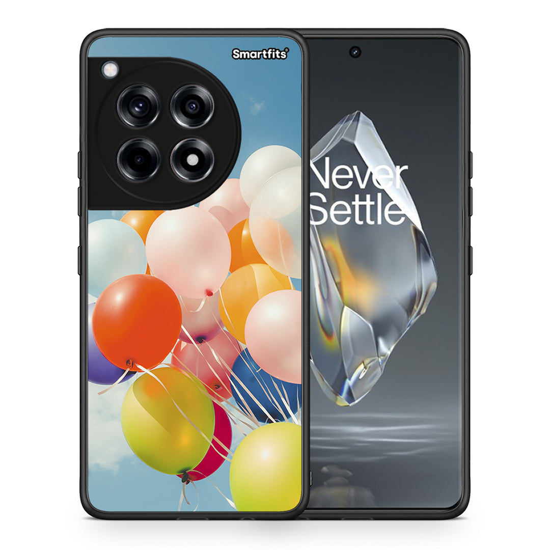 Θήκη OnePlus 12R 5G Colorful Balloons από τη Smartfits με σχέδιο στο πίσω μέρος και μαύρο περίβλημα | OnePlus 12R 5G Colorful Balloons case with colorful back and black bezels