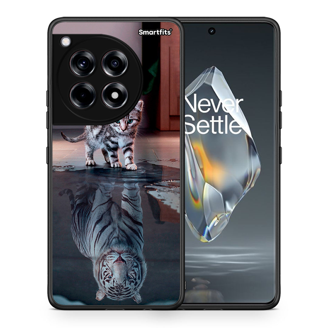 Θήκη OnePlus 12R 5G Tiger Cute από τη Smartfits με σχέδιο στο πίσω μέρος και μαύρο περίβλημα | OnePlus 12R 5G Tiger Cute case with colorful back and black bezels