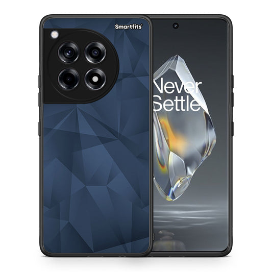 Θήκη OnePlus 12R 5G Blue Abstract Geometric από τη Smartfits με σχέδιο στο πίσω μέρος και μαύρο περίβλημα | OnePlus 12R 5G Blue Abstract Geometric case with colorful back and black bezels