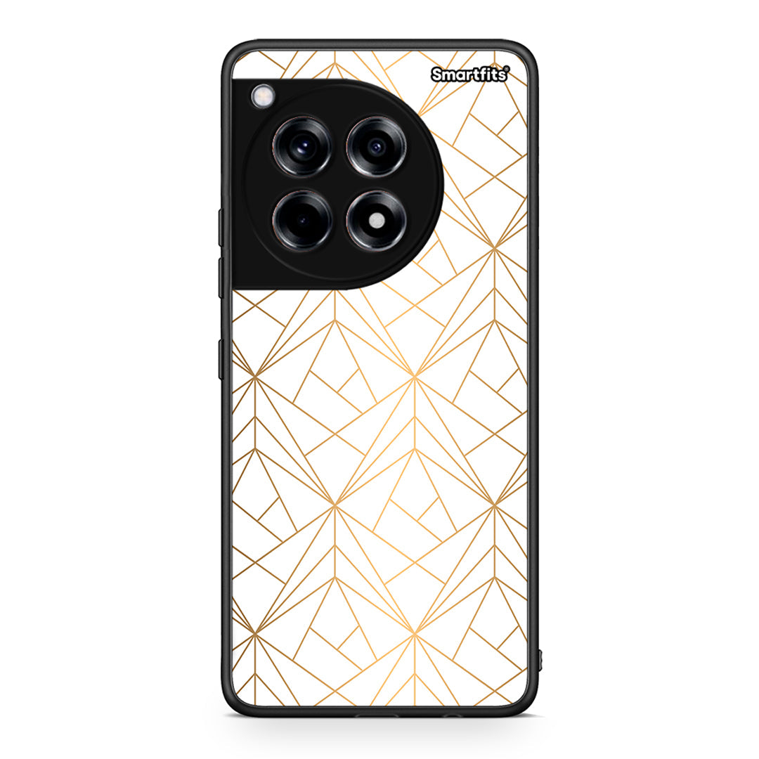 111 - OnePlus 12R 5G Luxury White Geometric case, cover, bumper