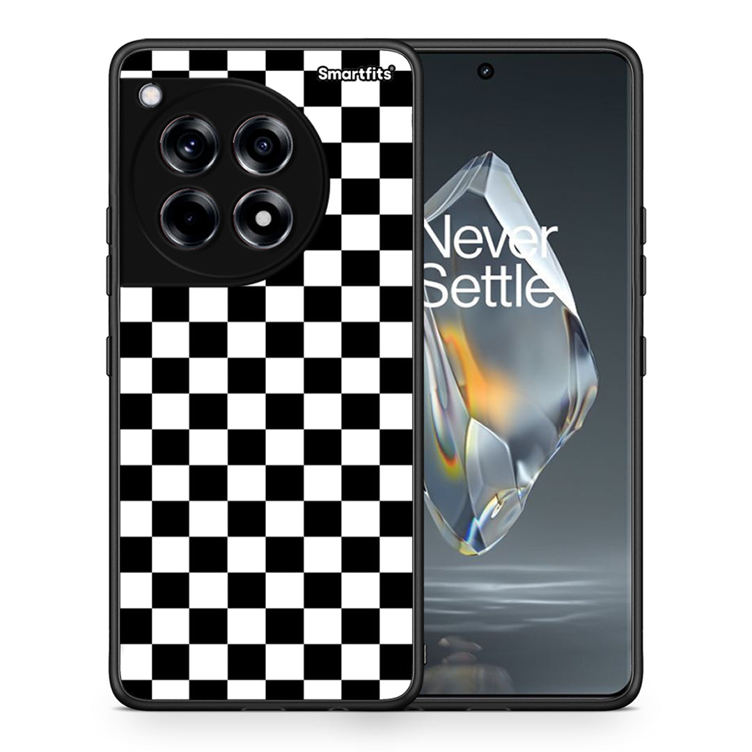 Θήκη OnePlus 12R 5G Squares Geometric από τη Smartfits με σχέδιο στο πίσω μέρος και μαύρο περίβλημα | OnePlus 12R 5G Squares Geometric case with colorful back and black bezels