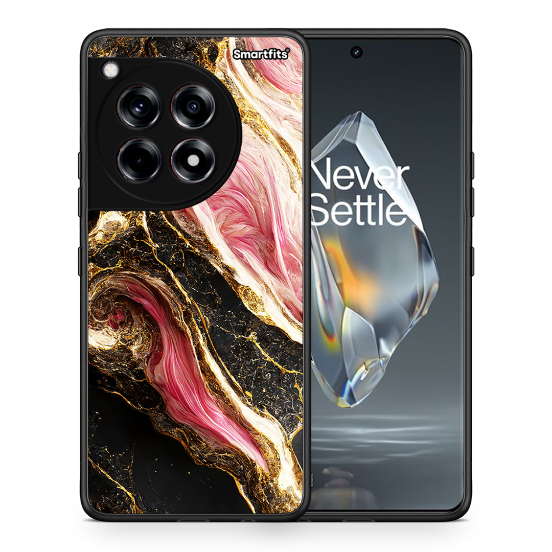 Θήκη OnePlus 12R 5G Glamorous Pink Marble από τη Smartfits με σχέδιο στο πίσω μέρος και μαύρο περίβλημα | OnePlus 12R 5G Glamorous Pink Marble case with colorful back and black bezels