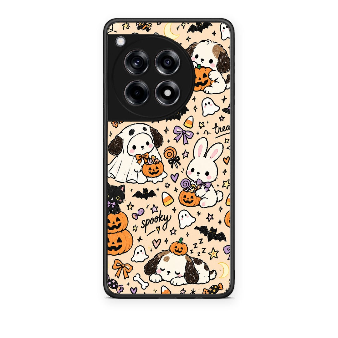 Θήκη OnePlus 12R 5G Halloween Puppies and Friends on Cream από τη Smartfits με σχέδιο στο πίσω μέρος και μαύρο περίβλημα | OnePlus 12R 5G Halloween Puppies and Friends on Cream case with colorful back and black bezels