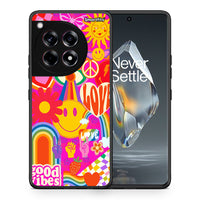 Thumbnail for Θήκη OnePlus 12R 5G Hippie Love από τη Smartfits με σχέδιο στο πίσω μέρος και μαύρο περίβλημα | OnePlus 12R 5G Hippie Love case with colorful back and black bezels