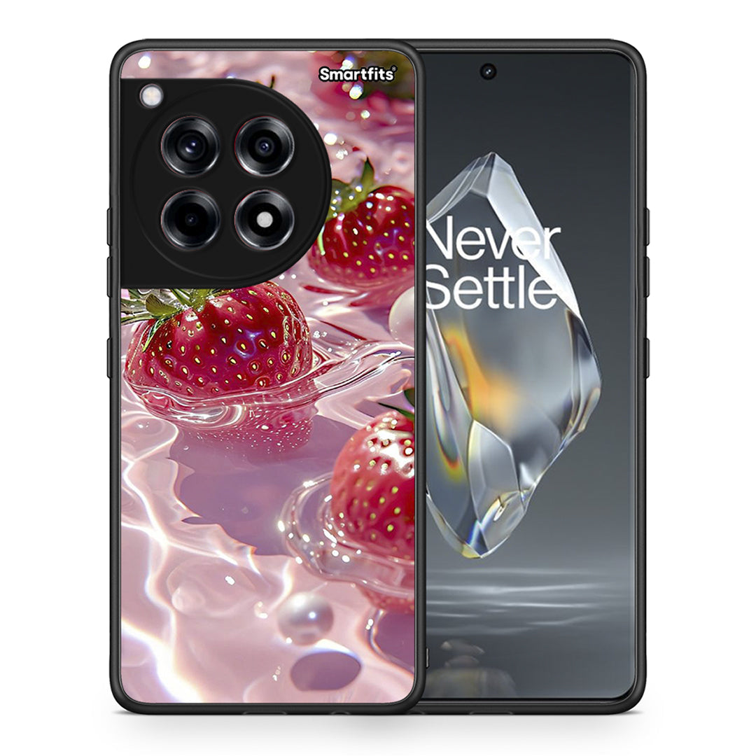 Θήκη OnePlus 12R 5G Juicy Strawberries από τη Smartfits με σχέδιο στο πίσω μέρος και μαύρο περίβλημα | OnePlus 12R 5G Juicy Strawberries case with colorful back and black bezels