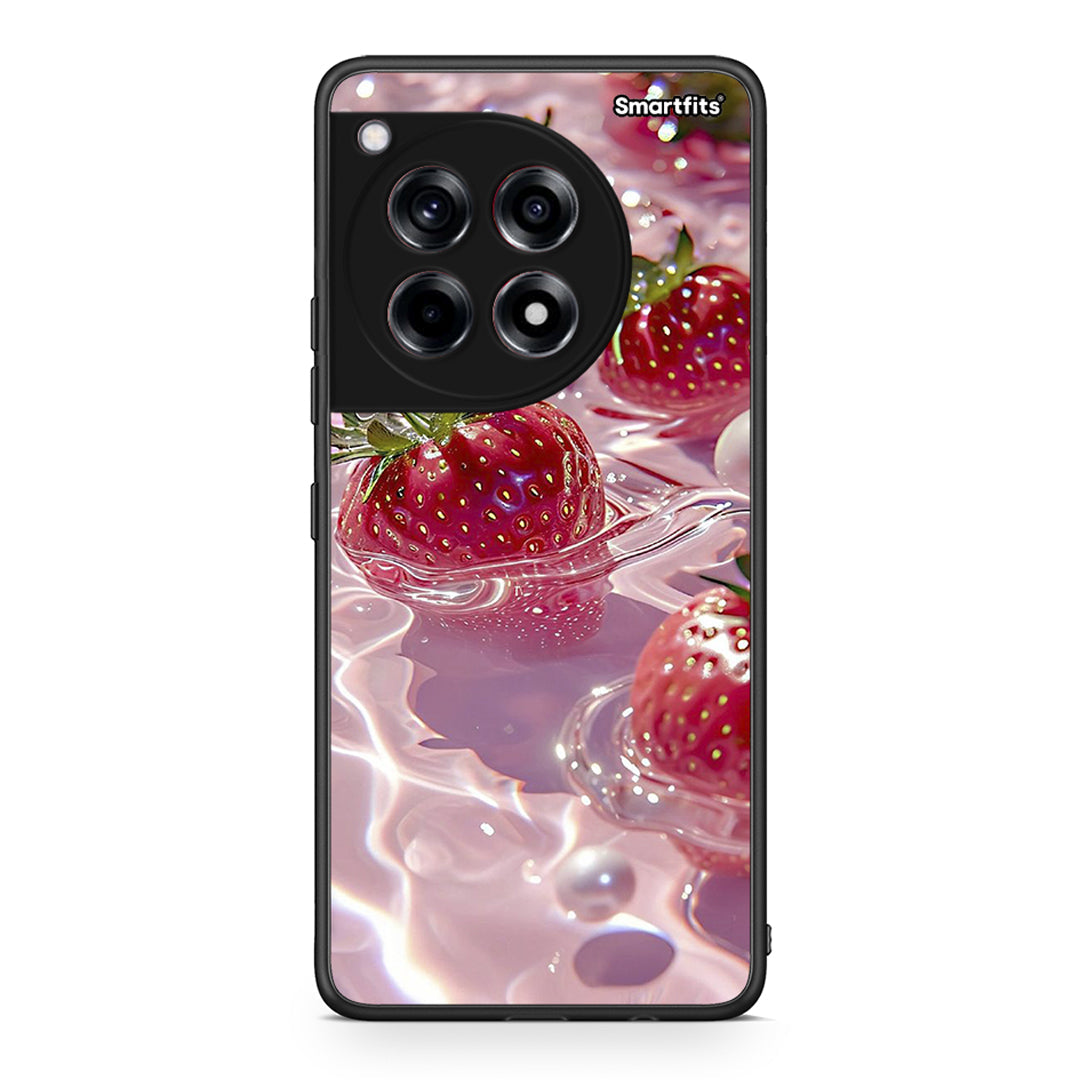 OnePlus 12R 5G Juicy Strawberries θήκη από τη Smartfits με σχέδιο στο πίσω μέρος και μαύρο περίβλημα | Smartphone case with colorful back and black bezels by Smartfits