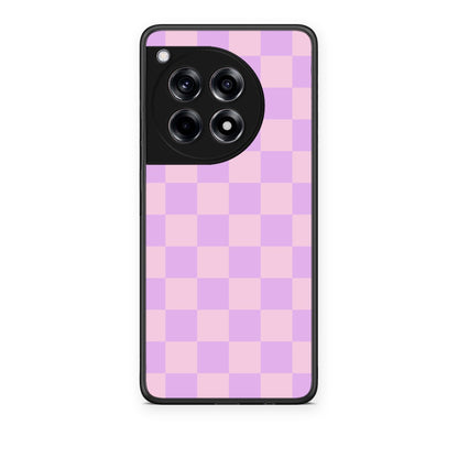 Θήκη OnePlus 12R 5G Lavender and Pink Checkerboard από τη Smartfits με σχέδιο στο πίσω μέρος και μαύρο περίβλημα | OnePlus 12R 5G Lavender and Pink Checkerboard case with colorful back and black bezels