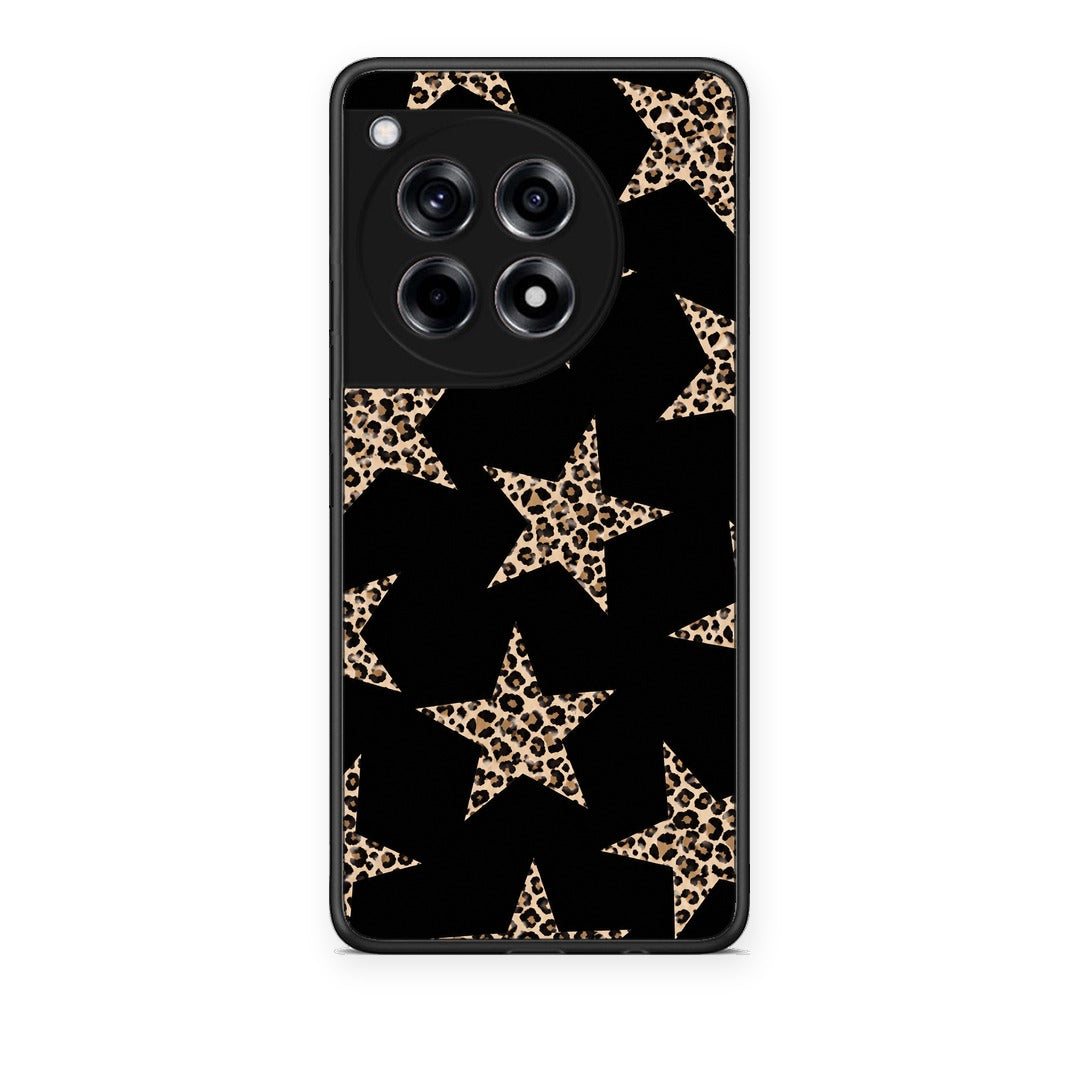 Θήκη OnePlus 12R 5G Leopard Stars on Black από τη Smartfits με σχέδιο στο πίσω μέρος και μαύρο περίβλημα | OnePlus 12R 5G Leopard Stars on Black case with colorful back and black bezels