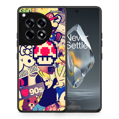 Θήκη OnePlus 12R 5G Love The 90s από τη Smartfits με σχέδιο στο πίσω μέρος και μαύρο περίβλημα | OnePlus 12R 5G Love The 90s case with colorful back and black bezels