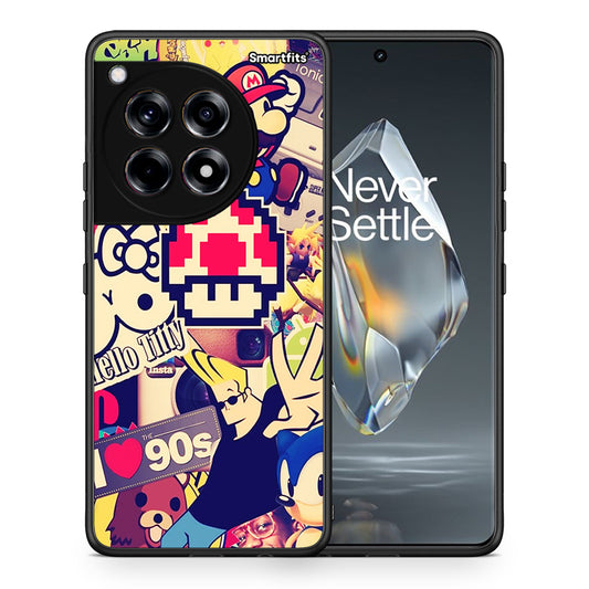 Θήκη OnePlus 12R 5G Love The 90s από τη Smartfits με σχέδιο στο πίσω μέρος και μαύρο περίβλημα | OnePlus 12R 5G Love The 90s case with colorful back and black bezels