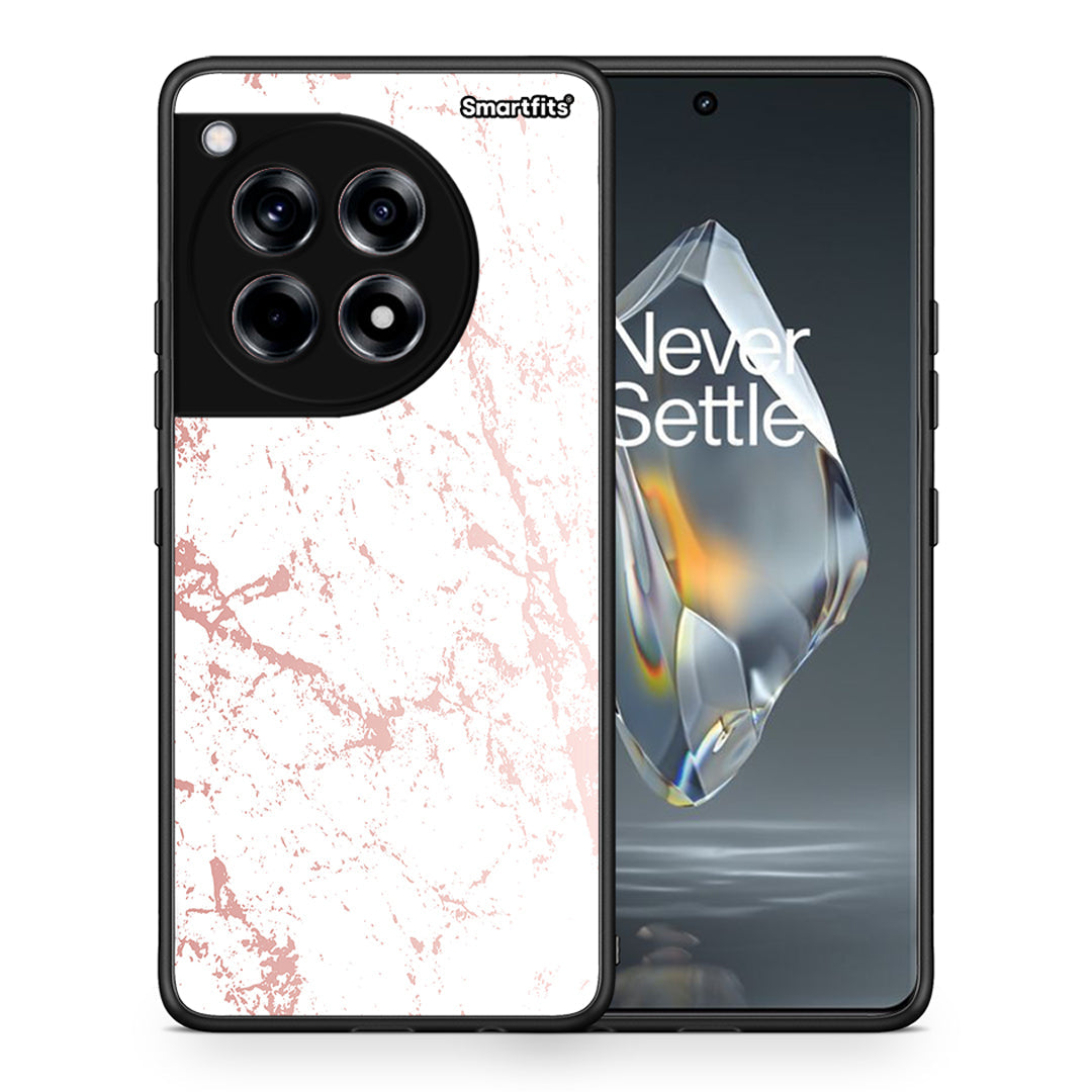 Θήκη OnePlus 12R 5G Pink Splash Marble από τη Smartfits με σχέδιο στο πίσω μέρος και μαύρο περίβλημα | OnePlus 12R 5G Pink Splash Marble case with colorful back and black bezels