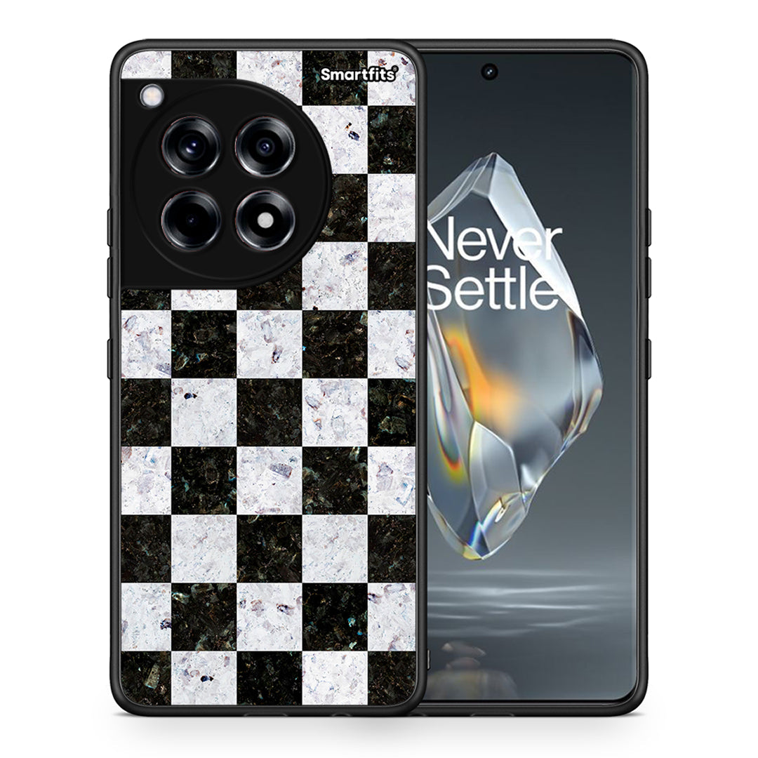 Θήκη OnePlus 12R 5G Square Geometric Marble από τη Smartfits με σχέδιο στο πίσω μέρος και μαύρο περίβλημα | OnePlus 12R 5G Square Geometric Marble case with colorful back and black bezels