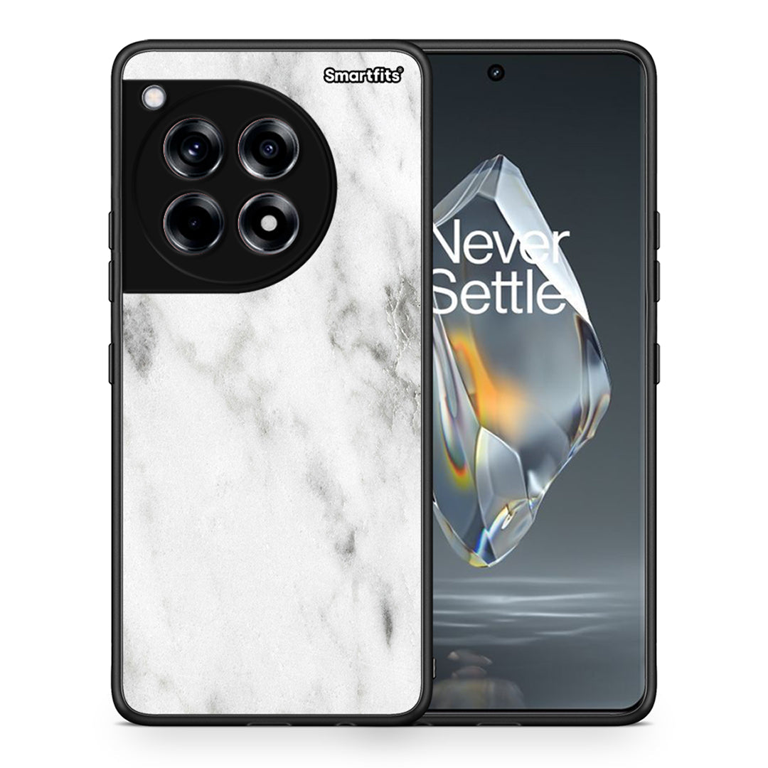 Θήκη OnePlus 12R 5G White Marble από τη Smartfits με σχέδιο στο πίσω μέρος και μαύρο περίβλημα | OnePlus 12R 5G White Marble case with colorful back and black bezels