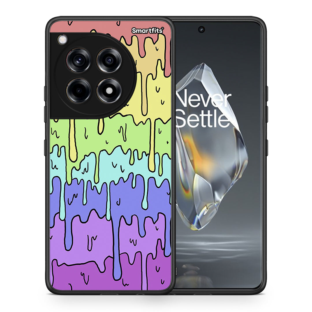 Θήκη OnePlus 12R 5G Melting Rainbow από τη Smartfits με σχέδιο στο πίσω μέρος και μαύρο περίβλημα | OnePlus 12R 5G Melting Rainbow case with colorful back and black bezels